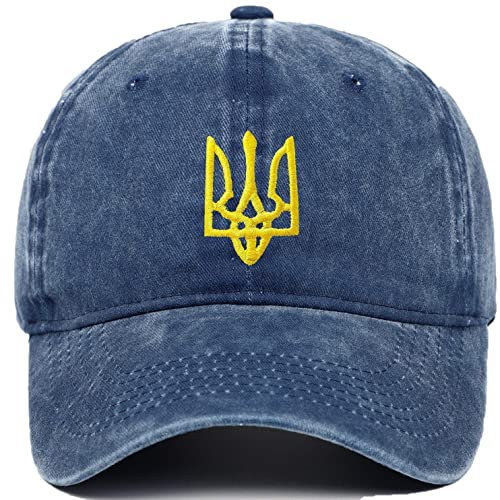 Ukraine Baseballkappen, Baumwolle Gewaschen Einstellbare Ukrainische Sport Sonnenhut Stickerei Für Männer Frauen Blau