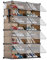 YIHATA Rangement Chaussures, Armoire Chaussures 32 Paires, 2 x 8 Niveaux, avec Porte, pour Entrée, Salon, Chambre, Marron