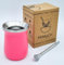 MateyCo Mate argentino con bombilla 236 ml - Kit mate argentino doble pared de acero inoxidable- Set mate argentina (Fucsia)