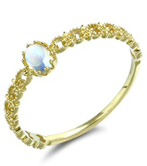 Daesar Ring Frauen 750 Gold, Verlobungsring Damen Blume mit Mondstein Damen Ringe Hochzeit Nickelfrei Gr.47 (15.0)