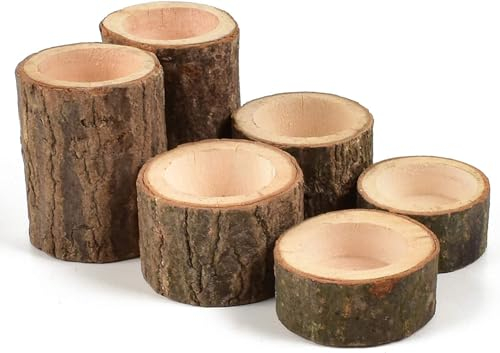 Yikko Teelichthalter aus Holz, personalisierter Votiv-Teelichthalter aus Holz für Hochzeit, Hochzeit, Geburtstag, Valentinstag, Heimdekoration, 6 Stück