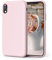 OIIAEE Coque iPhone XR, Coque en Liquide Silicone Conçue pour iPhone XR, Étui de Protection Antichoc Ultra Mince avec Doublure Douce en Microfibre Anti-Rayures, 6.1 Pouces,Rose Craie