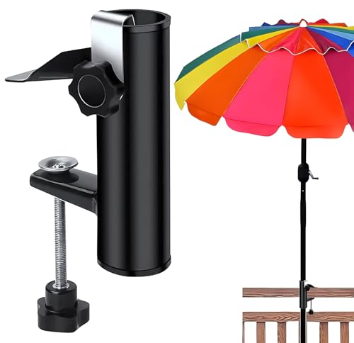 xlwen Morsetto per Ombrellone Clip Fissa 1Pcs Ombrellone Supporto Clip di Fissaggio,Supporto per ombrellone per ombrelloni Quadrati e Rotondi Giardino Utilizzabile per Balconi e Terrazze. (Nero)
