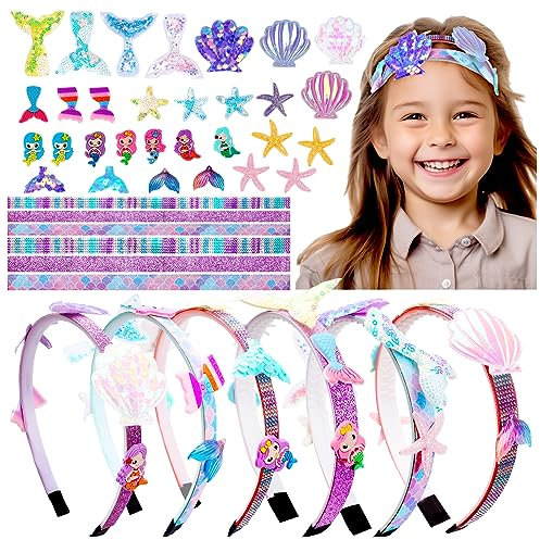 Geschenk Meerjungfrau Mädchen 5 6 7 Haarschmuck,Geschenke Mädchen Basteln Fasching für 8 9 10 11 12 Jahren Mädchen Blumenkränze Kopfschmuck Weihnachtsgeschenke Spielzeugen Mädchen 5-12 Jahre Ostern