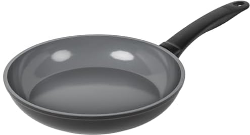 Kuhn Rikon Sartén de inducción de cerámica fácil sin PFAS de 28 cm. Hecho de aluminio 100% reciclado. Sartén apta para horno con mango que se mantiene frío. Olla de inducción