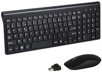 Combinación de teclado y ratón inalámbricos USB C, teclado y ratón de tamaño completo tipo C compatibles con Win 7/8/10, MacBook Pro/air, ordenador portátil, PC