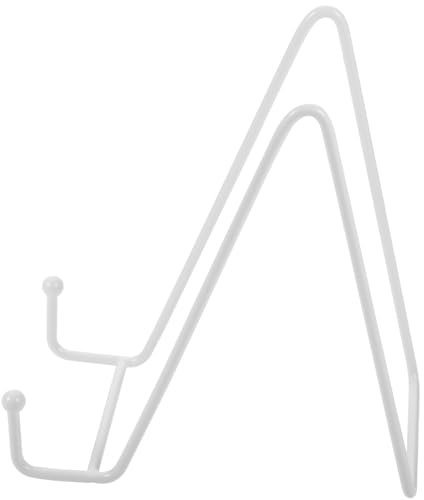 HOMSFOU Plate Display Stand 6 Inch Iron Frame Holder Picture Stand for Book Small Easel Plate Photo and Platter Tabletop Art White