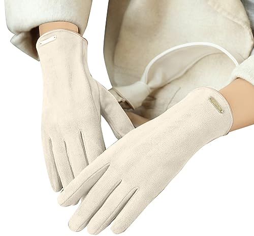 DondPO Handschuhe Damen Leder wasserdichte Touchscreen Winter Leather Gloves Lederhandschuhe Winddicht Warme Winterhandschuhe Handschuhe Gefüttert Radfahren Wildleder Handschuhe Fingerhandschuhe