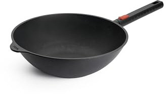 Woll Eco Logic QXR Wok- und Rührpfanne und Rührpfanne - Induktiv -, Ø 30 cm, 10 cm hoch, mit abnehmbaren Stiel - Geeignet für alle Herdarten, PFAS-frei, Antihaft-Versiegelung, backofenfest, schwarz