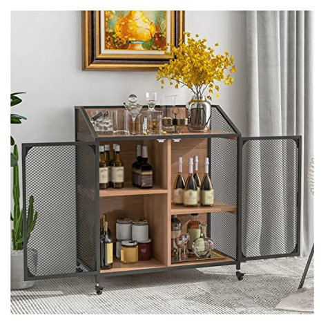 GRFIT Anrichte Küche Sideboard-Schrank, Metallgeflecht, Doppeltür mit Universalrad, Verschiedene Raumgrößen, Küchenwagen, Industrie-Design, Sideboard for Esszimmer Sideboard (Color : B)
