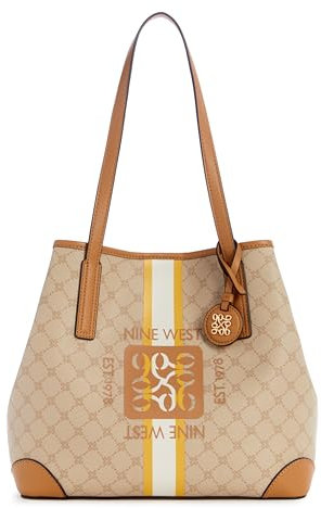 Nine West Delaine 2-in-1-Tragetasche, Khaki Logo/Camel, Large