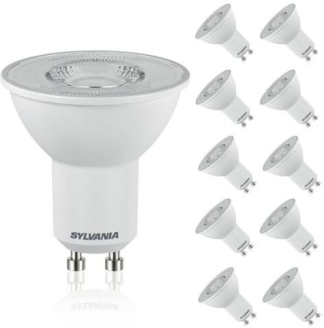 SYLVANIA GU10 LED Warmweiß 4W | großer Abstrahlwinkel 110° | 10er Pack | GU10 45W Ersatz | 3000K | Leuchtmittel 320 lm