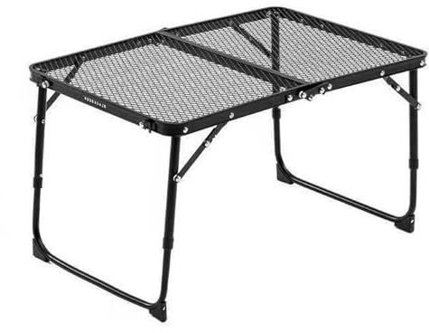 Table pliante d'extérieur – Table de camping en maille métallique – Table de cuisson portable avec poignée de transport – Accessoires de cuisine pour barbecue, camping, barbecue