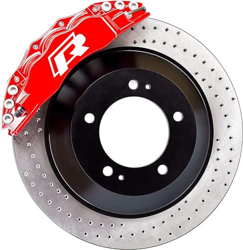 Hicsticayt R Pegatinas de pinza de freno, Auto Tuning JDM, resistentes al calor, autoadhesivas, de vinilo, 8 unidades, 4,5 x 2 cm, mejora el rendimiento y la estética de tu vehículo (blanco)