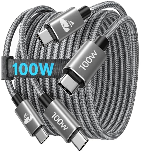 USB C Kabel [ 2Stück 1M+1M ] USB C auf USB C Kabel 100W/5A Schnellladekabel USB C auf USB C Kabel Nylon USB Typ C Ladekabel für MacBook Pro/Air, iPhone 16 15 Pro Max, Samsung S24 S23 S22, iPad Pro