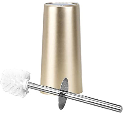 Laluky Toilet Brush & Holder for Bathroom, Ergonomic Stainless Steel Toilet Brush With Holder Hand Guard and Non-Slip Base Free Standing Toilet Cleaner Brush for Deep Cleaning(Gold)