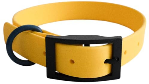 Hundehalsband aus Biothane, abwaschbar, geruchsneutral und pflegeleicht für kleine bis mittelgroße Hunde (Gelb, L)