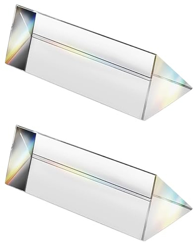 2 piezas de prisma triangular de vidrio óptico de cristal, prisma de espectro de arcoíris de 30 * 100 mm, prisma triangular de cristal K9, lente transparente para experimentos de espectro de luz
