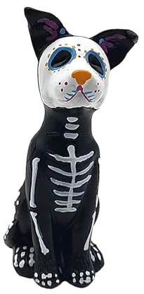 BestAlice Hundefigur, Tag der Toten, Stehende Dekoration für Zuhause, Halloween-Zuckerschädel-Dekor, Tag der Toten, Tierornament, Statue, Halloween-Dekoration (Hund)
