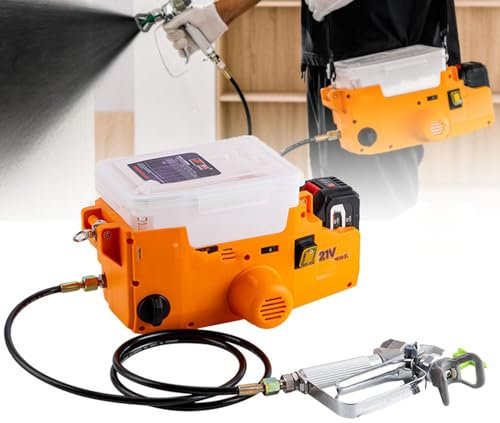 POCDOKYZ 1.7L Backpack Handheld Airless Sprayer, Electric Power Tank Paint Sprayer, Lithium Battery Charging + Fast And Labor-saving + 6 Speed Control,for Car Body,Furniture,Orange