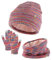 XIFUHUI Kinder Wintermütze Schal Handschuhe Set, warme weiche Wintermütze, warme gestrickte Handschuhe, runder Winterschal 2-8 Jahre Jungen Mädchen Winter Warm 3 in 1 Set Outdoor Aktivitäten (Bunt)