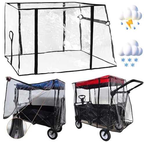 Regenschutz für Bollerwagen für Kinder, Regenschutz für faltbaren Bollerwagen, Universal Transparen,Regenschutz für Bollerwagen Faltbar, Regenverdeck Bollerwagen, 110 x 51 x 74 cm