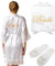 AXERHK Bride Morgenmantel Damen Bademantel V Ausschnitt Satin Morgenmantel Braut Bademantel mit Hausschuhe für Hochzeit JGA Partydeko