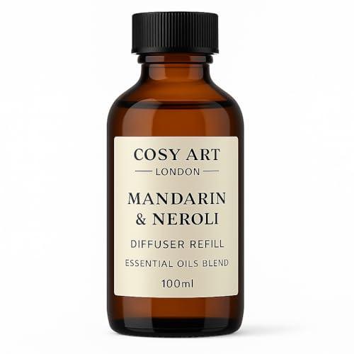 Mandarin & Neroli Diffuser Refill | 100ml | Mood-Boosting Scent | Reed Diffuser Refills | Cosy Art London | Citrus Floral Reed Diffuser Oil | Vegan | Long-Lasting | Handmade in UK