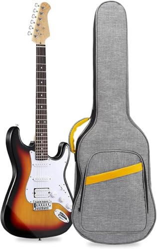 LETSROCK 39 40 Zoll E-Gitarrentasche, E-Gitarrenkoffer Gigbag mit 10 mm wasserdichter, Dicker Polsterung, hochwertigem, doppelt verstellbarem Schultergurt, Tasche und Nackengurt