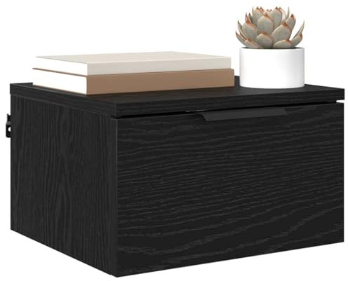 vidaXL Bedside Cabinet 2 pcs Black Oak 34 x 30 x 20 cm Engineered Wood, Compact Bedside Cabinet, Rustic Nightstand Table, Wall-Mounted Storage, Practical Furniture for Bedroom Organization