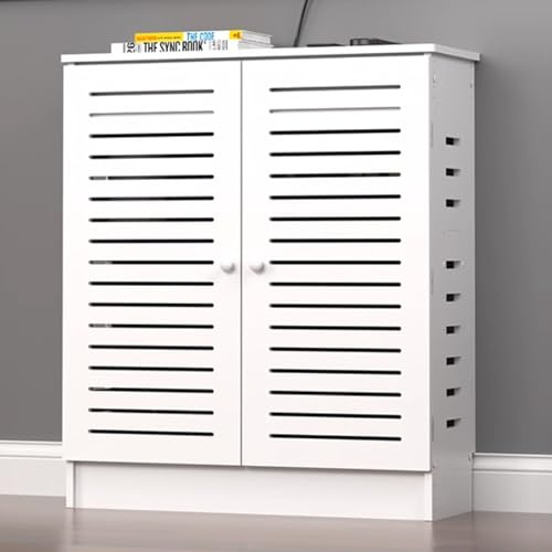 YUGXTH WiFi Router Storage Cabinet, Floor Standing Router Storage Box with Adjustable Shelves, Power Strip Cable Management Hider Organizer Cabinet, for Bedroom, Living Room(White,19.7x31.5x11.8in)