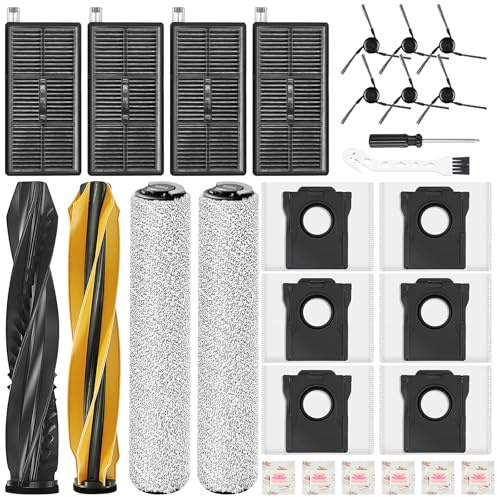 Lot de 28 pièces de rechange pour aspirateur robot Dream Aqua10 Ultra, 1 paire de brosses principales, 2 balais à rouleaux, 4 filtres, 6 brosses latérales, sacs à poussière et tablettes parfumées, 1