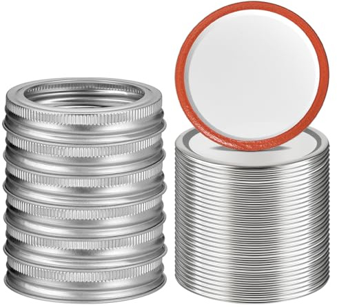 ComSaf 30 Pcs Wide Mouth Mason Jar Lids and 6 Rings, 86mm Canning Lids for Hot Water Bath, Home Preserving, Jam Making, Pickling & Canning Supplies, Compatible with Electric Vacuum Sealer