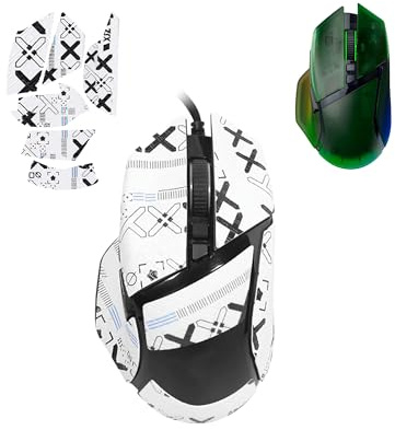 toergy 1 Set Mouse Anti-Slip Grip Tape für Razer Basilisk V3 Pro, Schweißbeständig, Einfach zu bedienen, Selbstklebendes Design, Professionelle Mäuse Upgrade Kit,Weißes gedrucktes Muster