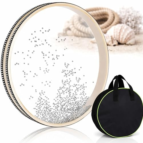 Wave Bead Ocean Drum 25,4 cm – Hartholz Naturfarbene Wassertrommel 25,4 cm Musikinstrument für Meditation, Ozean-Sound, Heilung und Entspannung