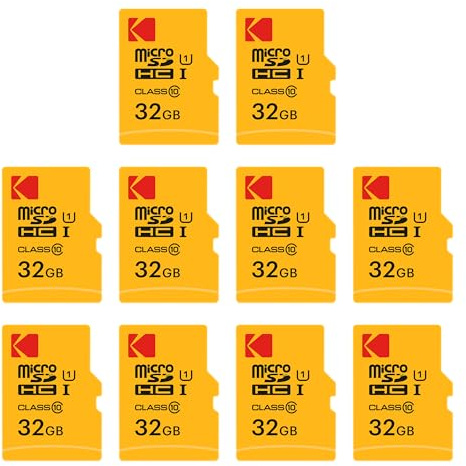 Kodak Lot de 10 Cartes microSDHC 32Go Classe 10 UHS-I U1 avec Adaptateur (10x 32 Go)