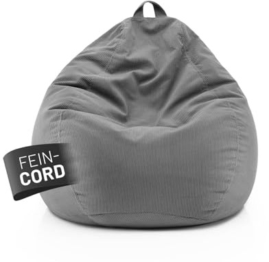 Lumaland Comfort Line Sitzsack Feincord L - 185 L | bequemer Sofa Sessel Cord – ideal zum Pouf | EPS Perlen Bean Bag mit Füllung | Indoor Sitzsessel - waschbar | Liegesack für Erwachsene & Teenager
