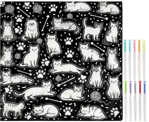 Generico Throw Blanket For Bed - 145 x 120 cm Cute With Markers | Color Your Own Sofa Blanket | For Home Decor Living Room Bedroom Couch Bed Chair Office Kids Adults Birthday Party