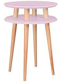 Ragaba UFO Table Basse Double Plateau - Ronde - Basse - Installation Facile - 45x61 cm - FSC® Wood - Rose