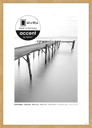accent by nielsen Bilderrahmen, 42 x 59,4 cm (A2), Holz, Eiche, Posterrahmen zum Aufhängen im Hoch- & Querformat, Echtglas, Scandic