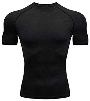 Celucke Funktionsshirt Herren Kompressionsshirt Kurzarm Laufshirt Muskelshirt Männer Sportshirts Atmungsaktiv Schnelltrocknend Trainingsshirt für Fitness Training Jogging (Schwarz, S)