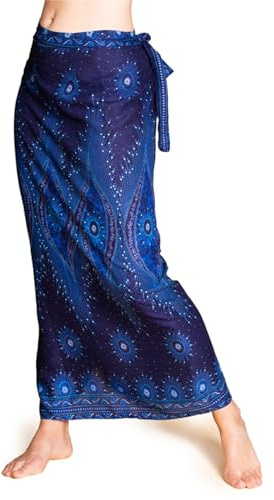 PANASIAM Wickelrock Damen lang - Sommerrock aus 100% Viskose - Strandrock | Pareo Rock, Boho Look für Urlaub &Festival, Bikini Cover-up für Strand und Pool, leicht und atmungsaktiv, Onesize S bis L