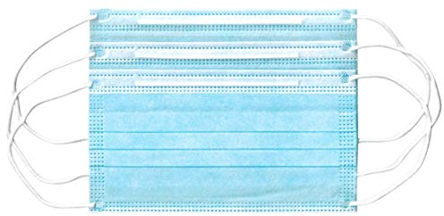 chuki 50 Stück 3-lagige Atemschutzmaske, Staubschutz, Mundschutz, Nasenschutz (Blau)