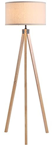 HOMCOM Lampadaire trépied style scandinave 40 W max. dim. 45L x 45l x 152H cm bois de pin lin beige