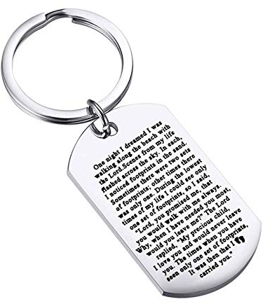 Fußabdrücke im Sand Gebet Schlüssel Gedichte Zitat Geschenk When You Saw Only One Set of Footprints It was Then That I Carried You Key, Splitter, Small