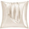 Vielit 2er Set Satin Kissnbezug 80x80 mit Zip,Weich wie EIN Silk Pillowcase,wie Seidenkissenbezug Geeignet für Curly Haar,Satin Kopfkissenbezug Kissenbezüge Beige Kissenhülle
