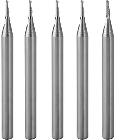 Timelee 1/8 Zoll Schaftdurchmesser 1,0 mm CED 4 mm CEL 1 Flute Single Flute Downcut Spiral End Fräser CNC Router Bit für Acryl, PVC, MDF, Aluminium, 5 Stück