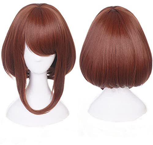 Liamiona Cosplay Perücke Kurz Braun Bob Synthetische Perücke für Halloween Party + Kostenlose Perückenkappe