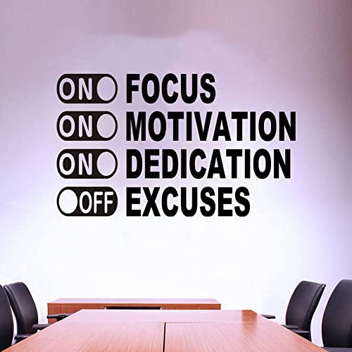 Wandtattoo, Wandsticker Wohnzimmer, Wandsticker, Schlafzimmer Zitate Sprüche Yoga Mädchen Junge Familie Ornamente Wanddeko Vinyl-Kunst Wandaufkleber, Focus Motivation Dedication Excuses 50.8X30.4cm