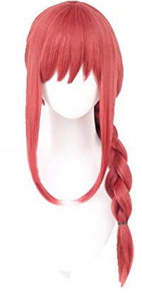 Anime Chainsaw Man Wig Makima Long Rose Red Hair Cosplay Wig Role Play Halloween Hair Synthetic Cap